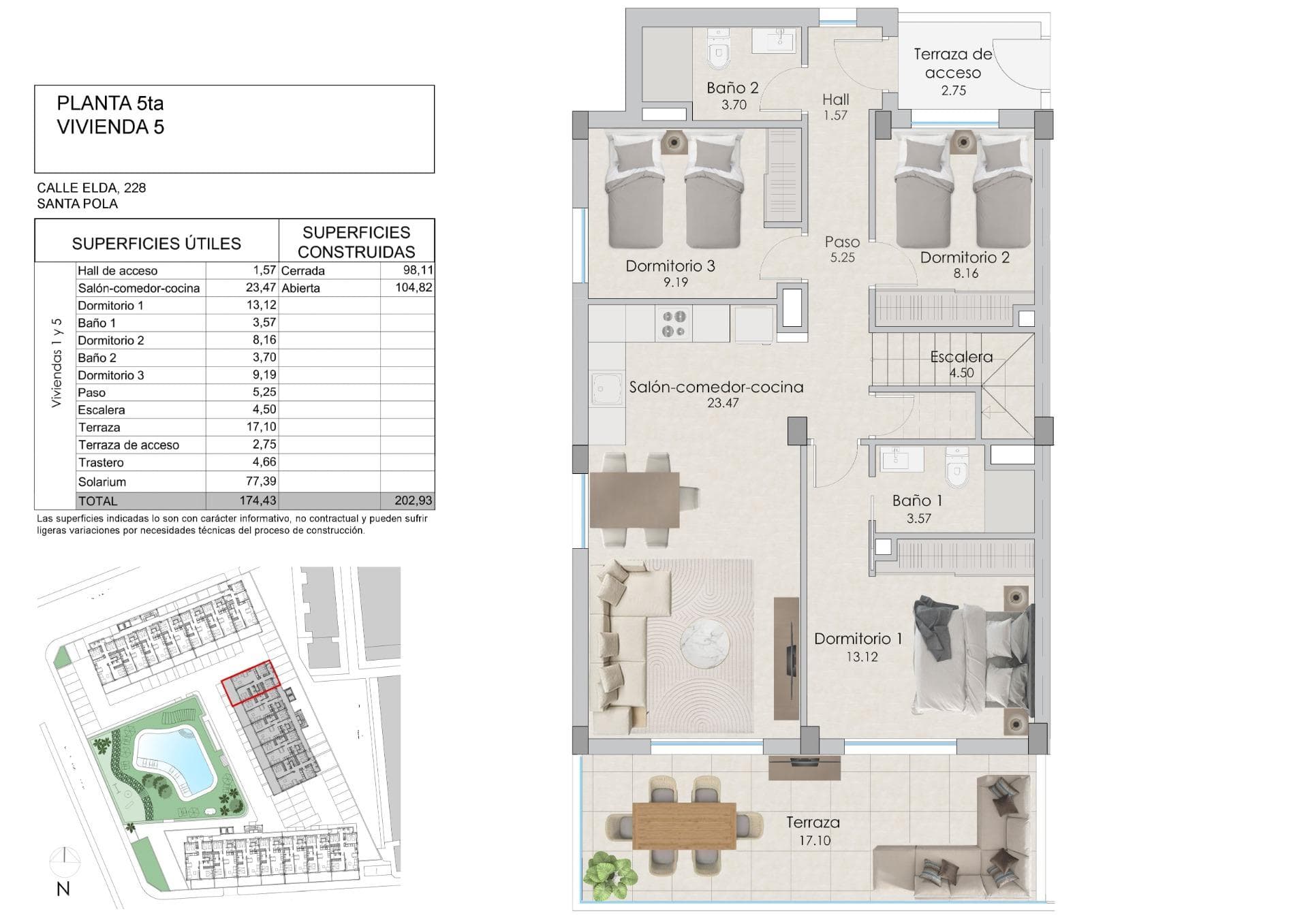 Toppleilighet med 3 soverom i Santa Pola – bilde 7