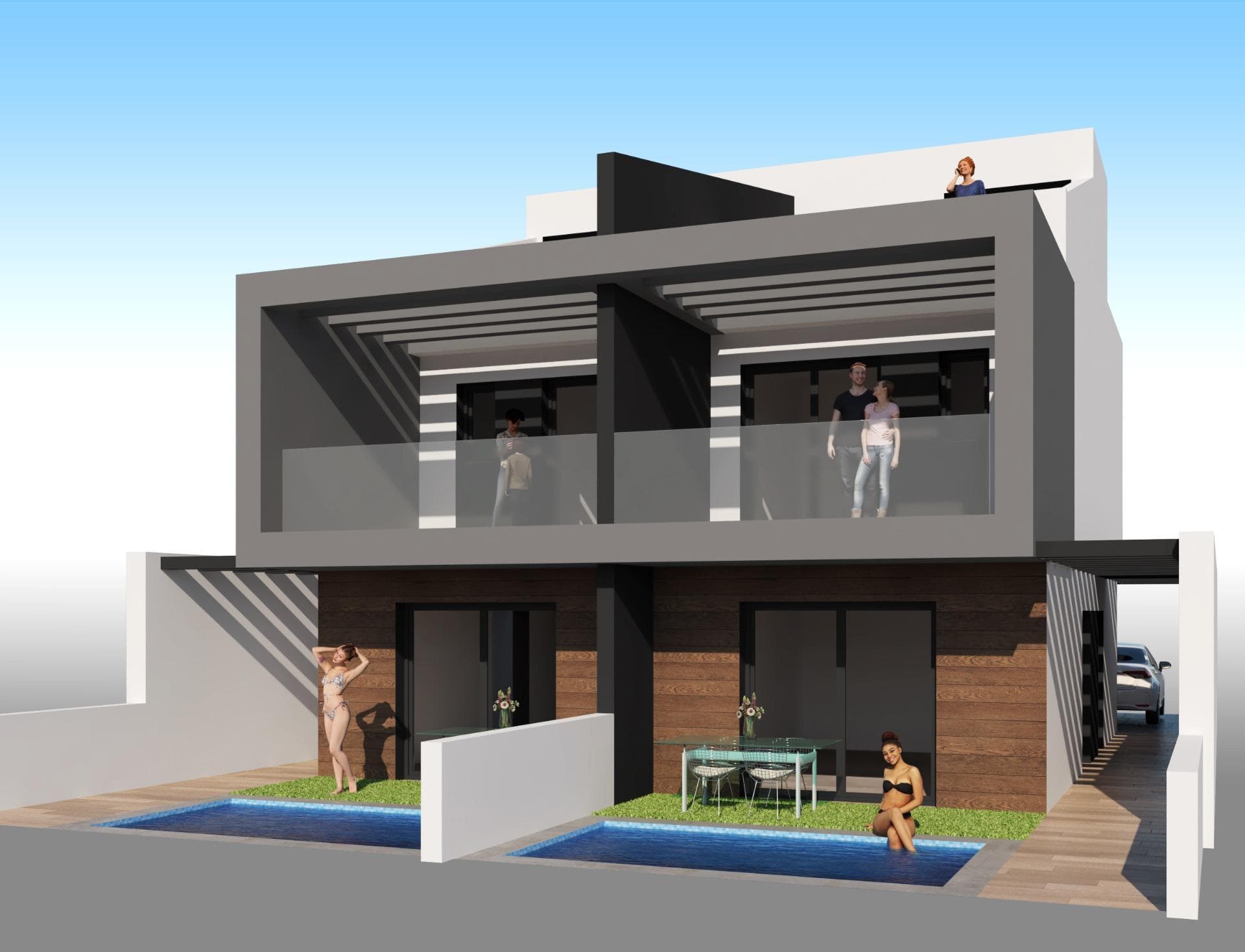 Chalet pareado de 3 dormitorios en Costa Calida