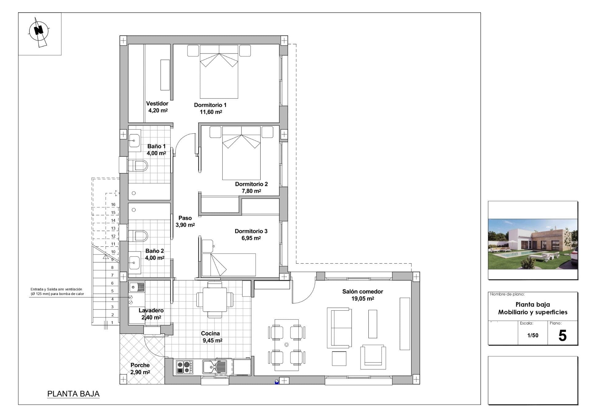 Villa med 3 soverom og 2 bad – bilde 6